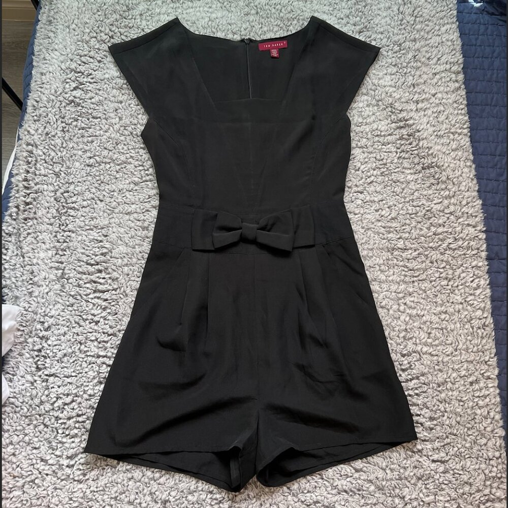 Ted Baker London Bow Front Romper/Jumpsuit Black
